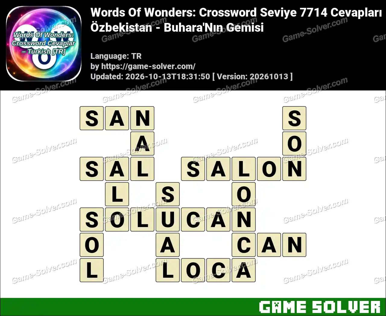 Words Of Wonders: Crossword Seviye 7714 Cevapları – Özbekistan – Buhara’Nın Gemisi